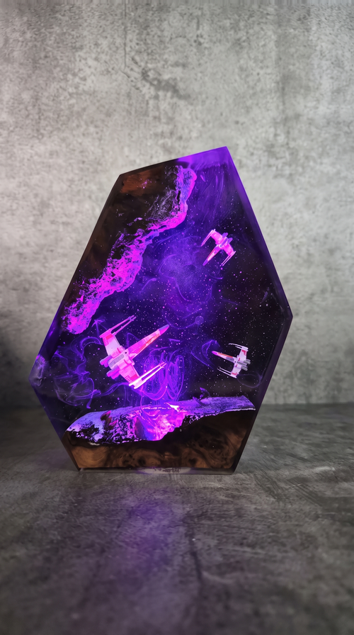 Handmade Star Wars X-Wing Resin Lamp — Color Changing Night Light 🌌⚔️